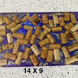 Charcuterie Serving Board in Wine 
 Cork and Glitter